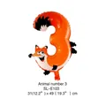 Oranje folieballon in de vorm van een vos nummer 3 voor verjaardagsfeestjes decor - Dier Nummer 3 (Vos) / 16"