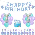 Kit de ballons de fête d'anniversaire sirène coloré avec bannières et décorations de gâteaux - Ensemble Sirène 1