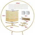 Complete golden iron circle balloon arch kit for wedding and party decoration setup - Short Box with Flower Clips / Height 2m