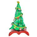 Globo de papel de aluminio de árbol de Navidad verde con motivos festivos y base roja - Árbol de Navidad de Pie / Árbol de Navidad de Pie 126*80cm