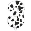 Large 40-inch number 3 aluminum foil balloon with black and white cow print pattern - Number 3 / 40 Inch