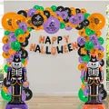 Halloween balloon arch kit with Happy Halloween foil letters and skeleton balloons - Halloween Decoration Set Type 1