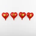 Set aus vier roten herzförmigen Folienballons mit goldenem Happy New Year-Aufdruck - 4 Stück Herz Neujahr Pack