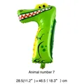 Ballon en aluminium chiffre 7 en forme de crocodile vert pour fête d'anniversaire - Animal Nombre 7 (Crocodile) / 16"