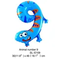 Ballon en aluminium chiffre 9 sur le thème du lézard bleu pour fête d'anniversaire - Animal Nombre 9 (Lézard) / 16"