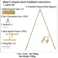 Adjustable gold metal V-shaped balloon arch frame 1.5x2.6m for wedding party decoration - Triangle Iron Ring Arch / Gold