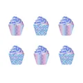 Decorazioni per cupcake a sirena iridescenti viola e blu per feste di compleanno - Gonna a balze / Set da 6