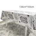Mantel de Halloween espeluznante con telaraña y estampado Trick or Treat, 138x183cm - Mantel de Halloween Telaraña