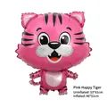 Süßer rosa Tiger Folienballon für Partydeko, 53x61cm unaufgeblasen, Festzubehör - Rosa Glücklicher Tiger