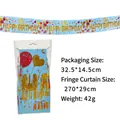 Blue and gold Happy Birthday tinsel curtain banner with 270x29cm dimensions - English Birthday Theme (Blue)
