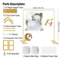 200x200cm Golden metal square wedding arch frame set with assembly parts and tools - Rectangular Arch with Accessories / Gold