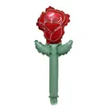 Elegant red rose flower shaped foil balloon with green stem for romantic party decoration - Single Rose Style - Red