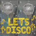Shiny gold LETS DISCO balloon set with silver laser backdrop for disco party decor - Disco Party Decoration Set (Set 5)