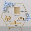 Gold hexagonal metal wedding arch frame with components for party backdrop decoration - 2M Hexagon Arch (Flat Screw)
