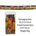 Black and gold Happy Birthday foil fringe curtain banner for party wall decoration - English Birthday Theme (Black & Gold)