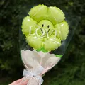 Green smile face flower balloon bouquet with lace bow gift packaging - Sunflower Bouquet Style - Green