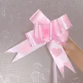 Close-up of a pink heart pattern pull bow ribbon for wedding gift packaging - Heart Pattern / Pink