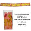 Pink and gold Feliz Cumpleaños tinsel banner, includes dimensions and weight information - Spanish Birthday Theme (Rose Gold)