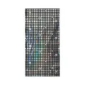 Silver holographic disco laser tablecloth with sparkling grid pattern for party decor - Laser Grid Foil Fringe Curtain / 1x2m
