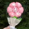 Pink flower-shaped balloon bouquet with LOVE print and smiley face for Mother's Day gift - Sunflower Bouquet Style - Pink
