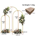 Set of 3 golden U-shaped iron wedding background arches with height and width markings - 3-Piece Moon Arch Set