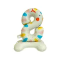 Standing number 8 foil balloon featuring a cute forest animal caterpillar pattern design - Number 8 (Caterpillar Shape) / Standing Style