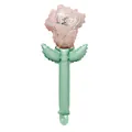 Rose flower foil balloon with pink petals and green stem for festive party decorations - Single Rose Style - Pink