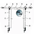 Assembly diagram for metal balloon arch stand with 2.42m width and 1m height specs - Black Tabletop Arch