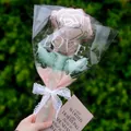 Elegant pink rose-shaped balloon bouquet gift with white lace ribbon and decorative card - Rose Bouquet Style - Pink