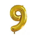 Premium 32 inch metallic gold foil balloon in number 9 shape for birthday party decoration - Number 9 Style / 32 inch / Gold