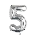 Ballon en aluminium argenté chiffre 5 de 32 pouces pour fête et anniversaire. - Style Numéro 5 / 32 pouces / Argent