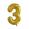 Ballon chiffre 3 géant en aluminium doré de 32 pouces pour décoration d'anniversaire - Style Chiffre 3 (Version Mince) / 32 pouces / Or