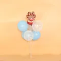 Festive Christmas balloon set with reindeer foil and snowflake latex balloons on a table stand - Mini Christmas Reindeer Table Float