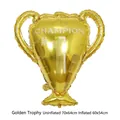 Palloncino foil trofeo champion dorato con dimensioni prima e dopo il gonfiaggio - Trofeo Campione Medio (Sfuso)