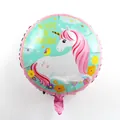 Close-up view of a 18-inch round unicorn balloon showing the printed illustration - Double-Sided Unicorn Style / 18 Inch