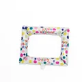 Inflatable white polka dot photo frame balloon with Happy Birthday print for parties - Polka Dot Birthday Photo Frame