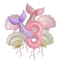 Mermaid theme 3rd birthday balloon set featuring matte shell and fishtail foil balloons - Matte Mermaid Tail Combo 3