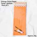 Orange DIY tissue paper tassel garland kit with 5 pieces for birthday party decor - 5 Pieces / Orange
