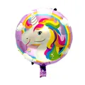 Round 18-inch unicorn foil balloon with rainbow mane for festive party decoration - Purple Unicorn Style / 18 Inch
