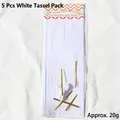 Set of 5 white tissue paper tassels for birthday and wedding party venue decorations - 5 Pieces / White