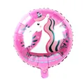 18-inch round pink foil balloon featuring a unicorn design and Happy Birthday print - Ins Pink Unicorn Style / 18 Inch