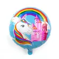 18-inch round unicorn foil balloon featuring rainbow and castle for party decoration - Blue Unicorn Style / 18 Inch