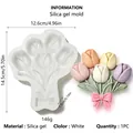 Detailed dimensions and material specs for the tulip flower bouquet silicone mold - L