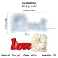 Detail view of Hibiscus flower Love alphabet silicone mold with dimensions and weight - 3D Letters Hibiscus Flower (2541) / 2541 / Translucent White