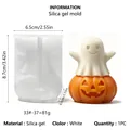 Detailed view of Halloween pumpkin ghost silicone mold with dimensions and weight - Pumpkin Ghost Style (33#-37)