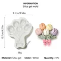 Detailed tulip bouquet silica gel mold view with precise dimensions and material info - S