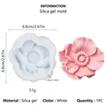 Detailed product view of 3D flower silicone mold with dimensions and material info - Flower