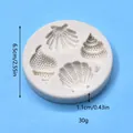 Detail view of seashell silicone mold with diameter and thickness dimensions - Round Marine Style (1080-2#)