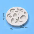 Detailed view of ocean seashell and starfish silicone fondant mold, dimensions 8cm by 1cm - Round Multi-Element Marine Style (2457)