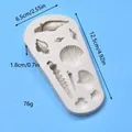 Detailed seashell silicone mold dimensions showing 12.5cm length and 76g weight specification - Rectangular Marine World Style (2458)